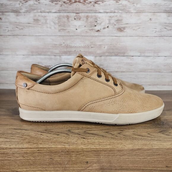 ECCO Mens Collin 2.0 Camel Tan Soft Leather Casual Sneaker Size 45 EU US 11-11.5 - Picture 1 of 8
